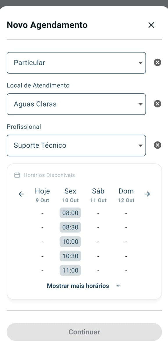 Novo agendamento